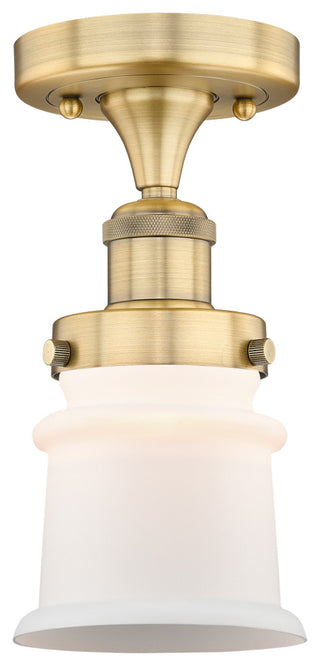 Canton-1 Light 5" Semi-Flush Mount-Brushed Brass, Matte White Glass Shade