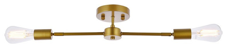 Zac 2-Light Brass Flush Mount