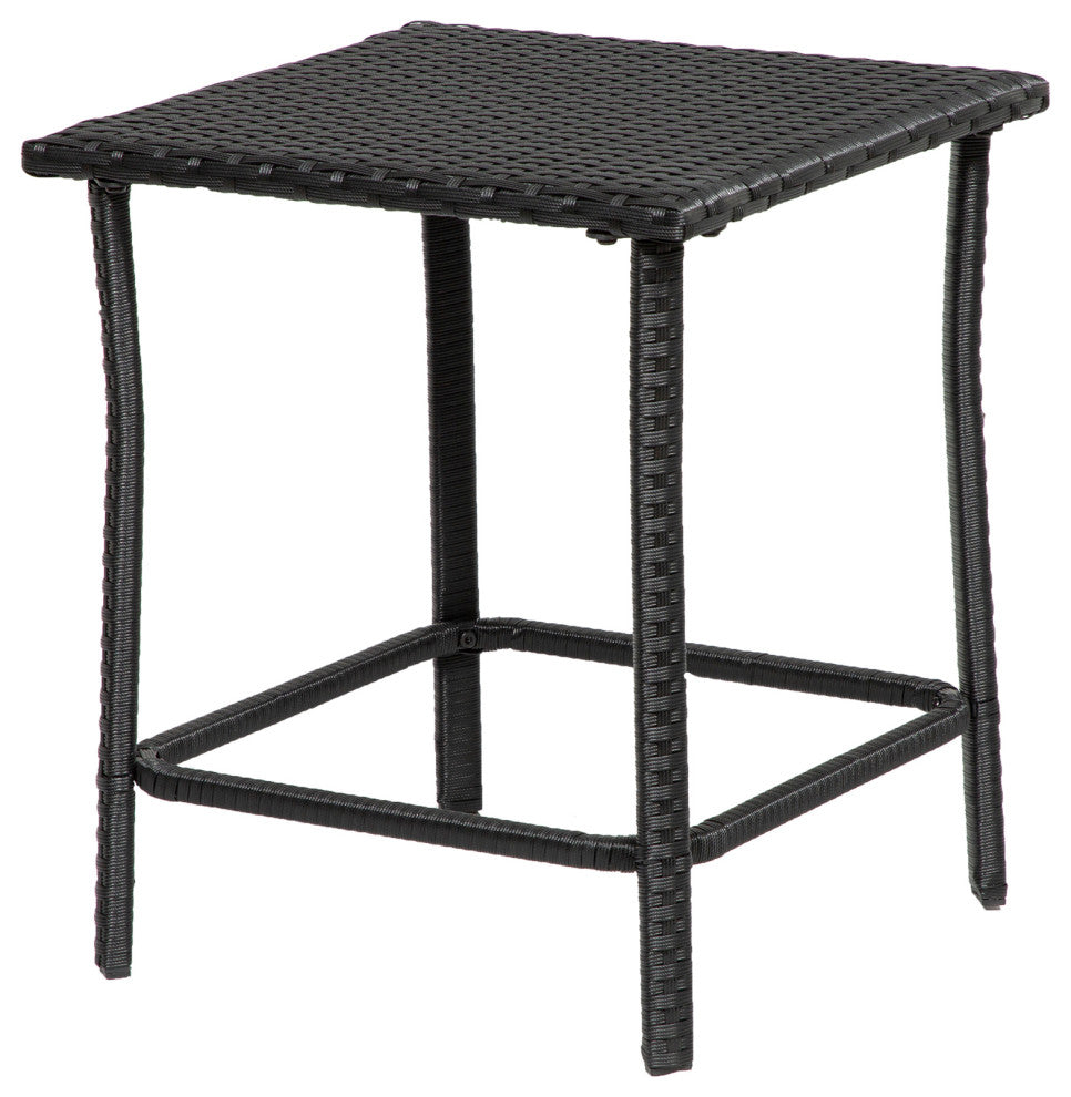 WestinTrends 3PC Outdoor Patio Rattan Wicker Seating Conversation Set, Black/Navy