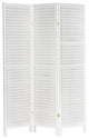 6' Tall Wooden Louvered Room, White, 3 Panel