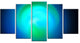 Blue Misty Sphere on Black, Contemporary Canvas Art Print, 60"x32", 5 Panels