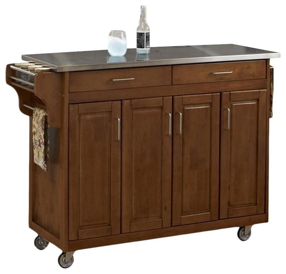 Homestyles Create-a-Cart Wood Rolling Kitchen Cart in Brown