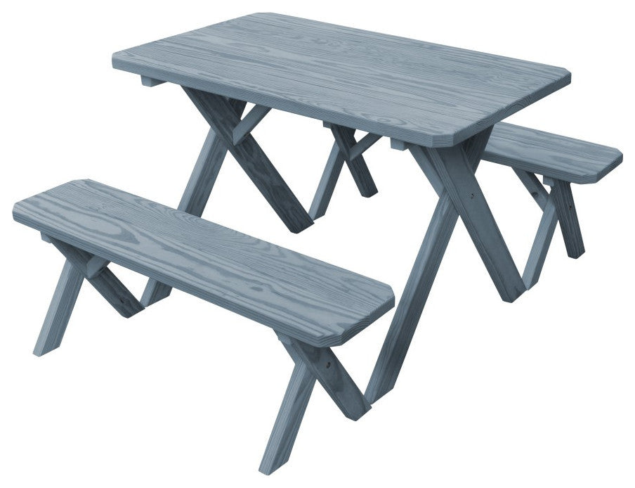 Pressure Treated Pine Cross Leg Picnic Table with Benches