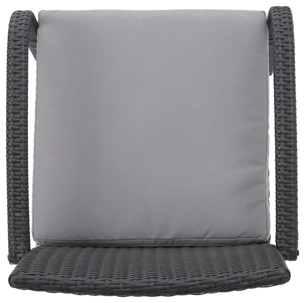 GDF Studio 5-Piece Portola Outdoor Gray Wicker Dining With Cushions Set