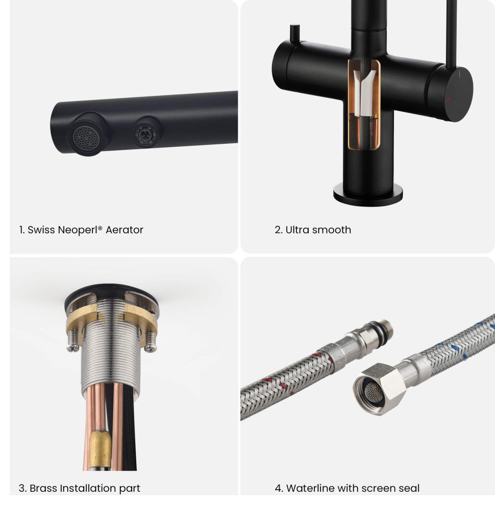 Circular 2-in-1 Water Filter Kitchen Pull Out Faucet, Matte Black
