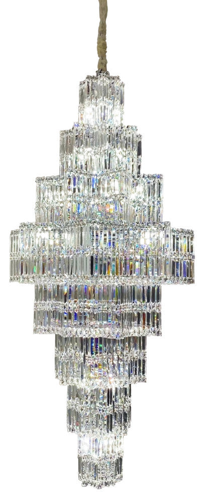 Luxury Extra Large Plaza Multi-Tier Crystal Chandelier, 39.4D"x70.9H"