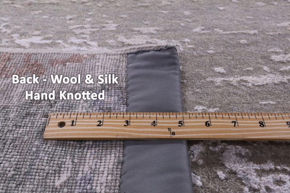 Hand Knotted Wool and Silk Modern Rug 9' 0" X 11' 6" Q11797