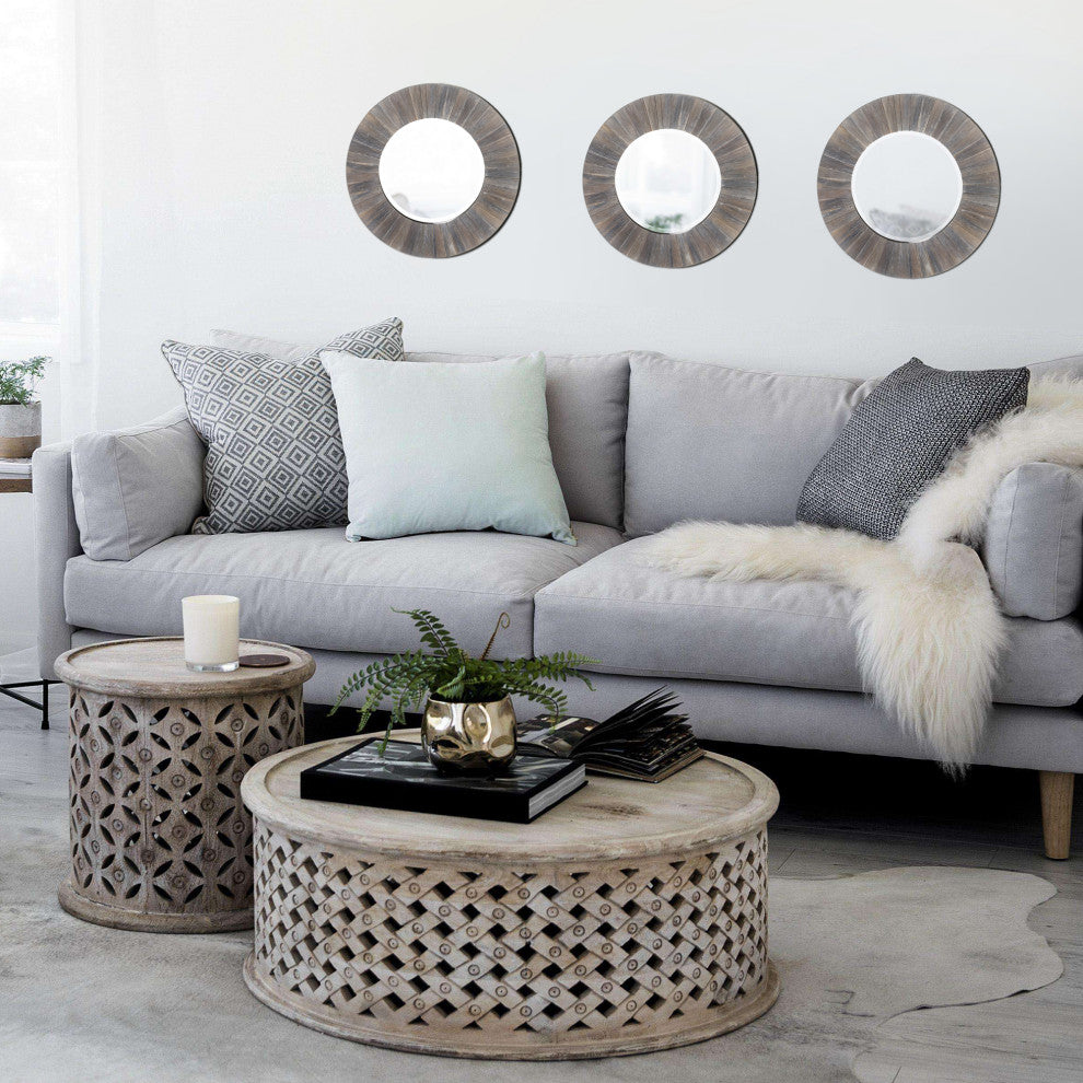 Howard Elliott Henley Round Wood Mirror