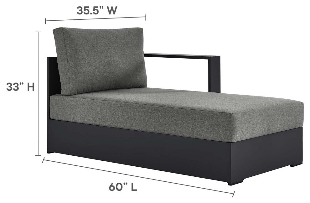 Tahoe Outdoor Patio Powder-Coated Aluminum 3-Piece Right-Facing Chaise Sectional