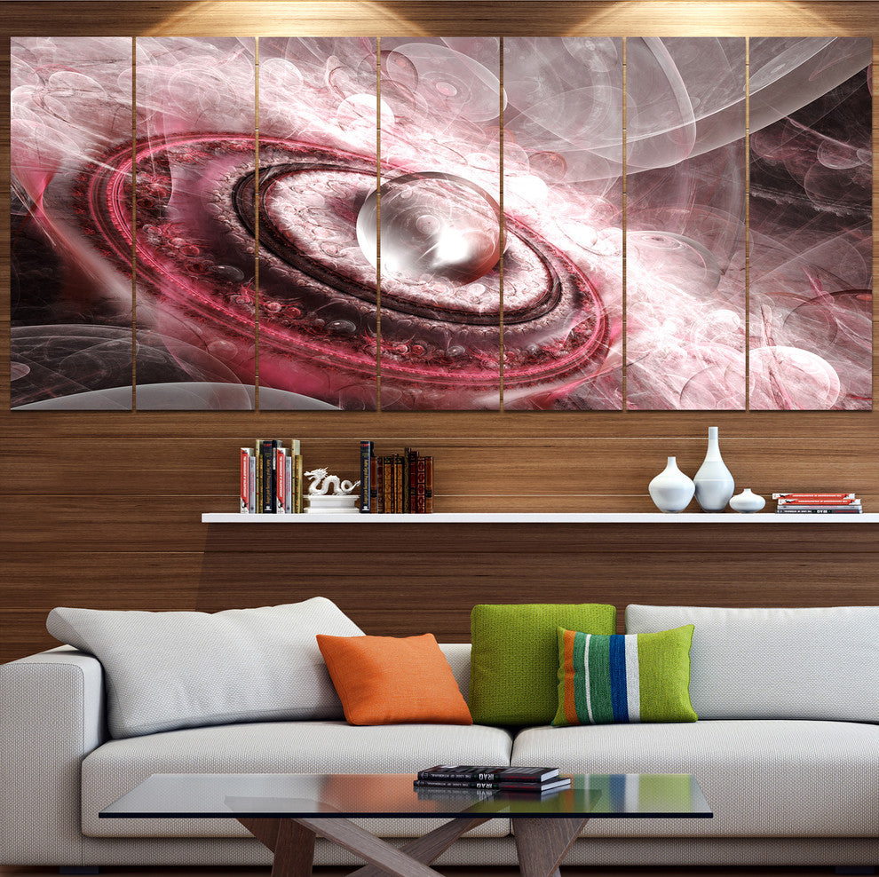 Crystal Rotating Flying Saucer, Floral Canvas Art Print, 83"x32", 7 Panels