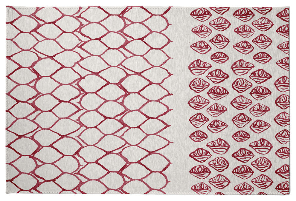 Honeycomb Split Rug Rug, Red, 5'x7'