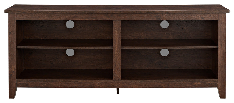 58" Wood TV Stand Console, Natural, Traditional Brown
