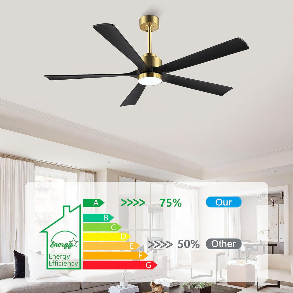 60 in LED Gold Ceiling Fan with Remote and Reversible DC Motor