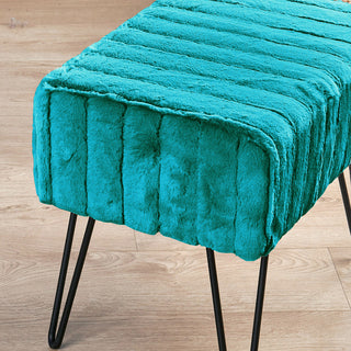 Serenta Super Mink Ottoman, Tile Blue, 19''x13''x17''