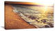 "Foaming Waves At Sea Sunset" Modern Beach Canvas Art Print, 32"x16"