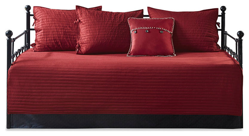 Madison Park Ridge 6 Piece Reversible Daybed Cover Set, Red