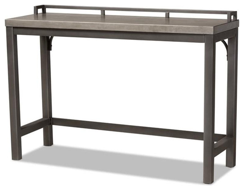 Baxton Studio Noll Gray Upholstered 3-Piece Metal Counter Table Set