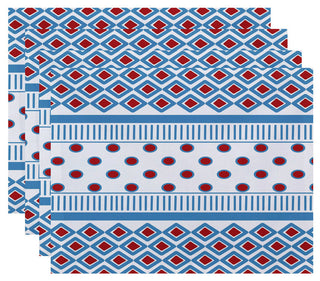 Scrambled Prints, Geometric Print Placemat, Light Blue