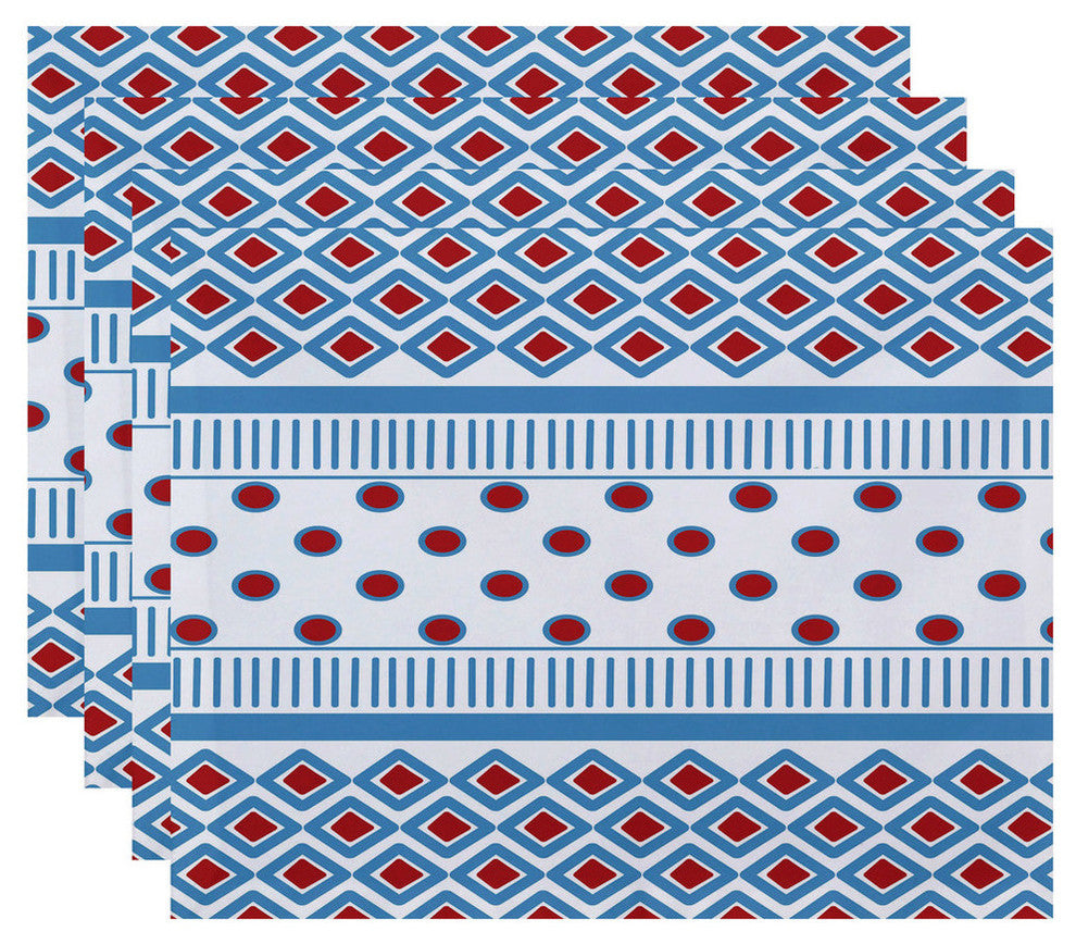Scrambled Prints, Geometric Print Placemat, Light Blue