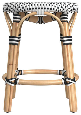 Tobias Rattan Round 18 Stool, White and Black