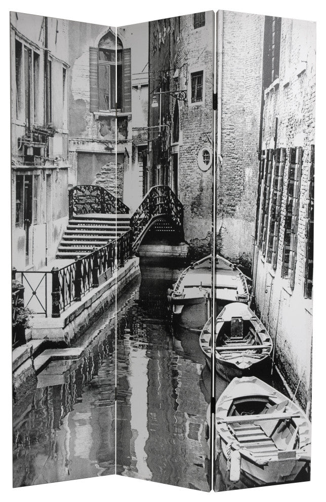 6' Tall Double Sided Scenes of Venice Canvas Room Divider