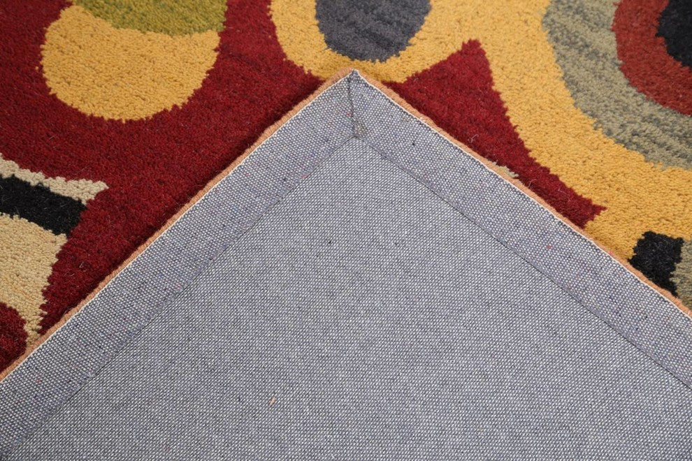 Modern Print Hand Tufted Indian Oushak Oriental Wool Area Rug, 5x8'