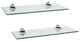 16"x6" Glass Floating Shelves With Chrome Brackets, Set of 2 , Clear