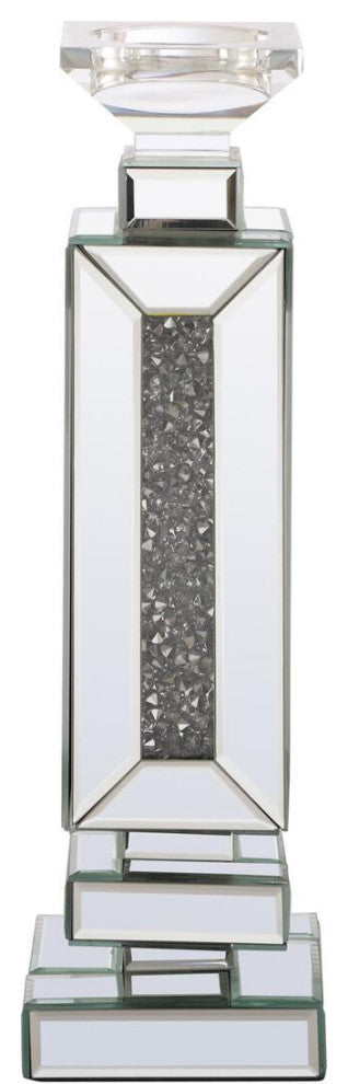 16.5" Tall Crystal Candleholder Silver Royal Cut Crystal