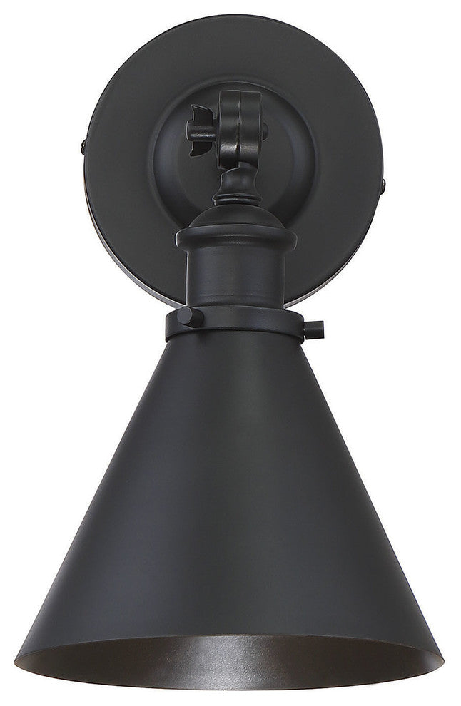 Glenn 1-Light Wall Sconce, Matte Black, 12