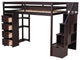 Gewnee Wood Twin Loft Bed with Storage Drawers and Stairs in Espresso