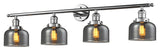 Large Bell 4-Light Bath Fixture, Smoked Glass, Polished Chrome