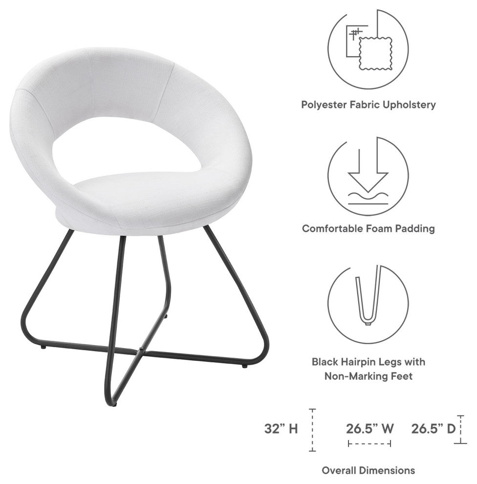 Dining Chair, Set of 2, White Black, Fabric, Modern, Cafe Bistro Hospitality