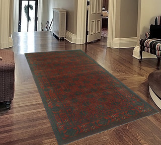 Vintage Distressed Hootan Red/Charcoal Rug, 3'7 x 6'9