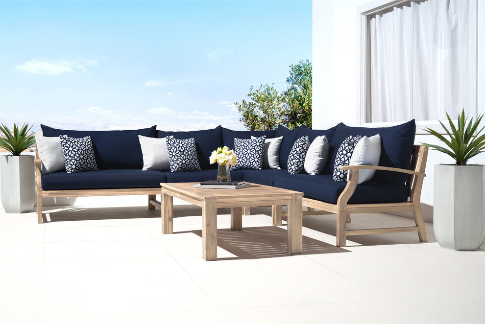 Kooper 6 Piece Sunbrella Outdoor Patio Sectional, Navy