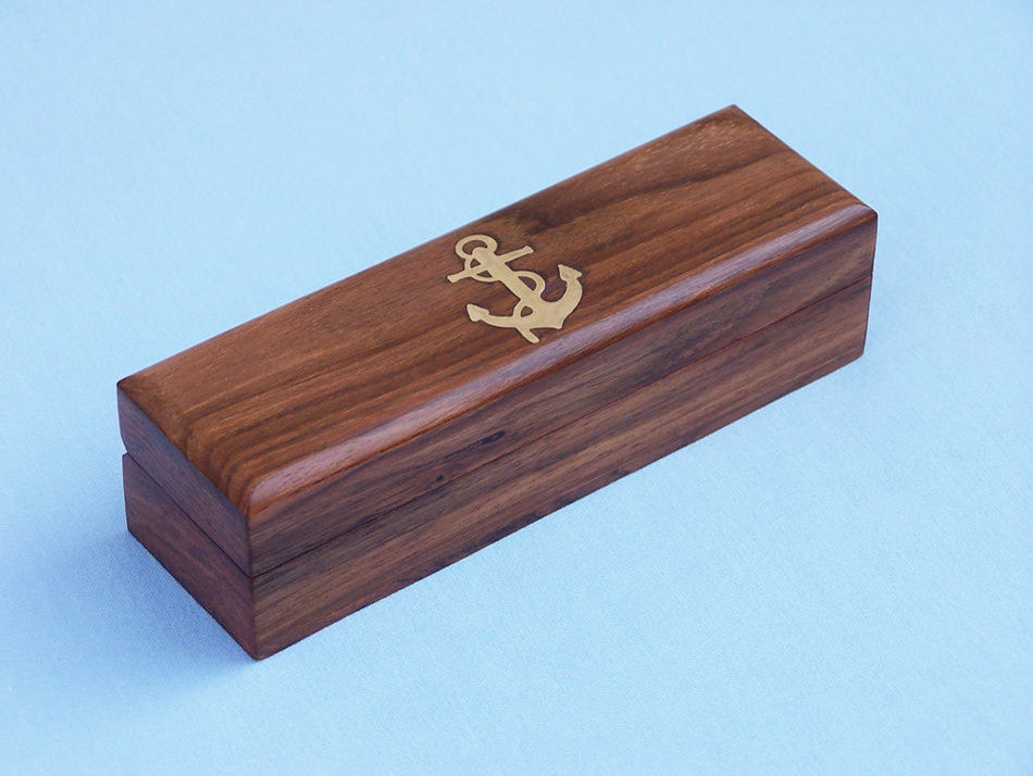 Boatswain (Bosun) Whistle With Rosewood Box, Antique Copper, 5"