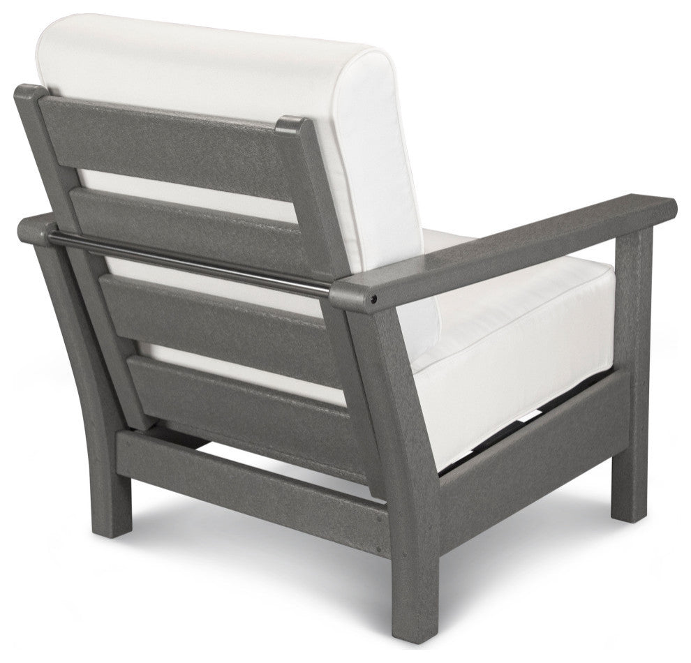 Polywood Harbour Deep Seating Chair, Slate Grey / Textured Linen
