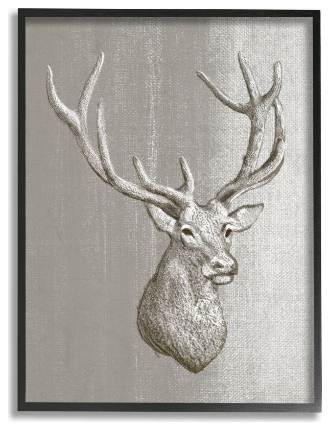 Stupell Industries Moose Bust Animal Gray Design, 24"x30", Black Framed