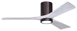 Irene-3HLK  3-Blade Flush Mount Ceiling Fan, Integrated LED, Brushed Bronze/Matte White, 52