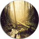 Stream In The Dark Wild Forest, Forest Round Wall Art, 36"