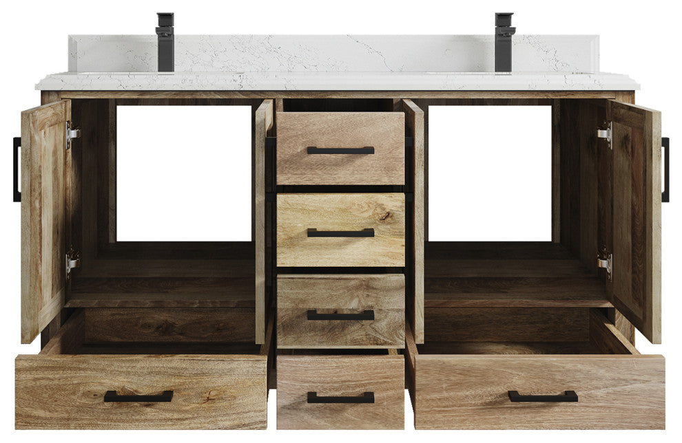 Malibu Mango 60 Double Sink Bathroom Vanity in Natural 1.5" Empira Quartz