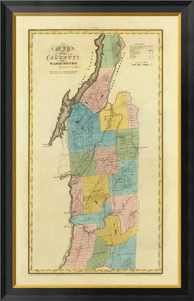 "New York - Washington County, 1829"  by David H. Burr, 26x40"