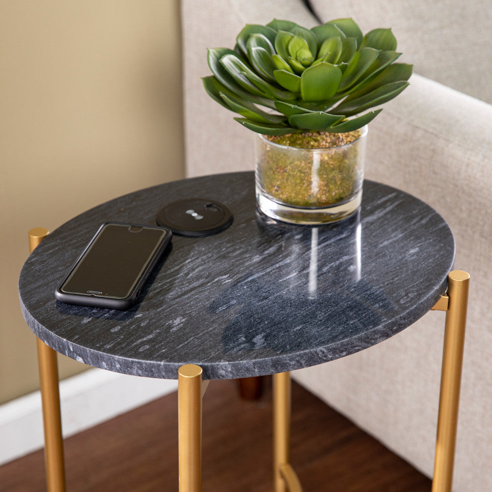 Clarvin Side Table With Wireless Charging Station