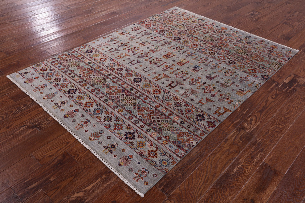 5' 0" X 6' 9" Tribal Persian Gabbeh Handmade Wool Rug Q11130