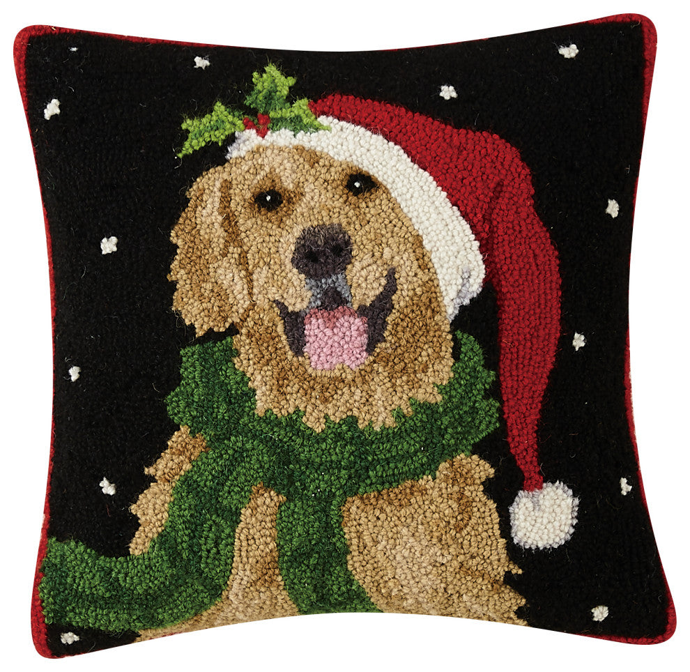 Santa Golden Retriever Hook Pillow