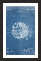 "Golf Ball 1902 Blueprint" Framed Painting Print