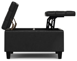 Harrison Small Square Coffee Table Storage Ottoman, Distressed Black