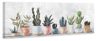 "Pots Lined Up" Painting Print on Wrapped Canvas, 30x10