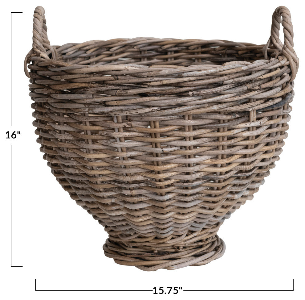 Woven Rattan Storage Basket, Natural