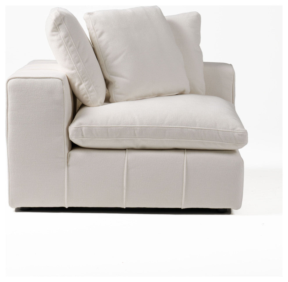 Divani Casa Vicki Modern Ivory Fabric Modular Sectional Sofa