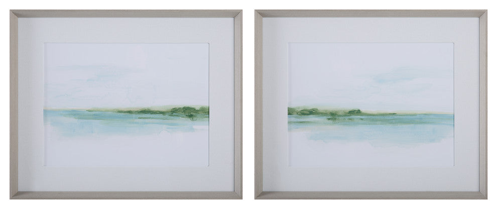 Uttermost - 32269 - Framed Prints Set/2 - Green Ribbon Coast - Gray Wood